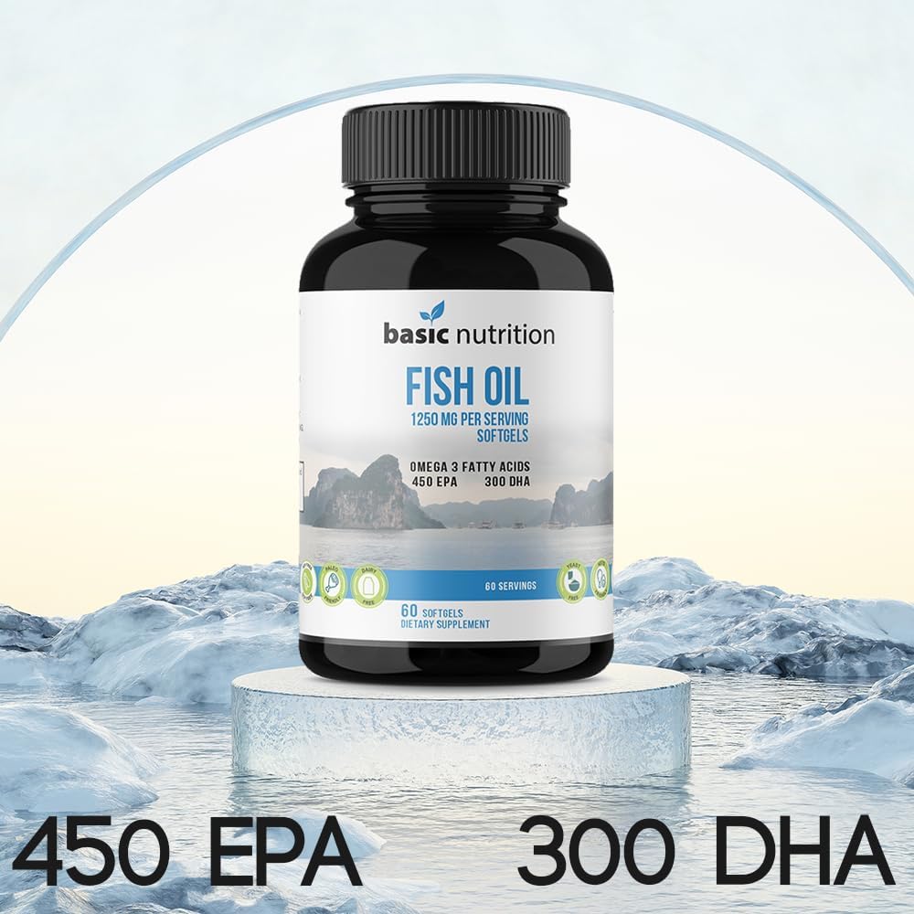 Fish Oil Softgel Supplements with Omega 3 Fatty Acids | 450mg EPA | 300mg DHA