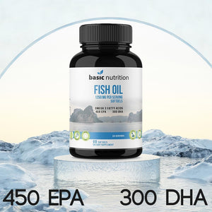 Fish Oil Softgel Supplements with Omega 3 Fatty Acids | 450mg EPA | 300mg DHA