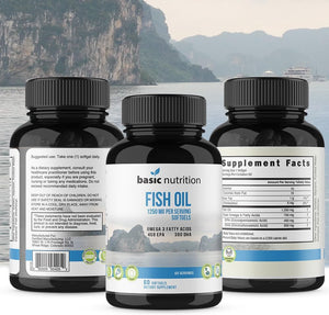 Fish Oil Softgel Supplements with Omega 3 Fatty Acids | 450mg EPA | 300mg DHA