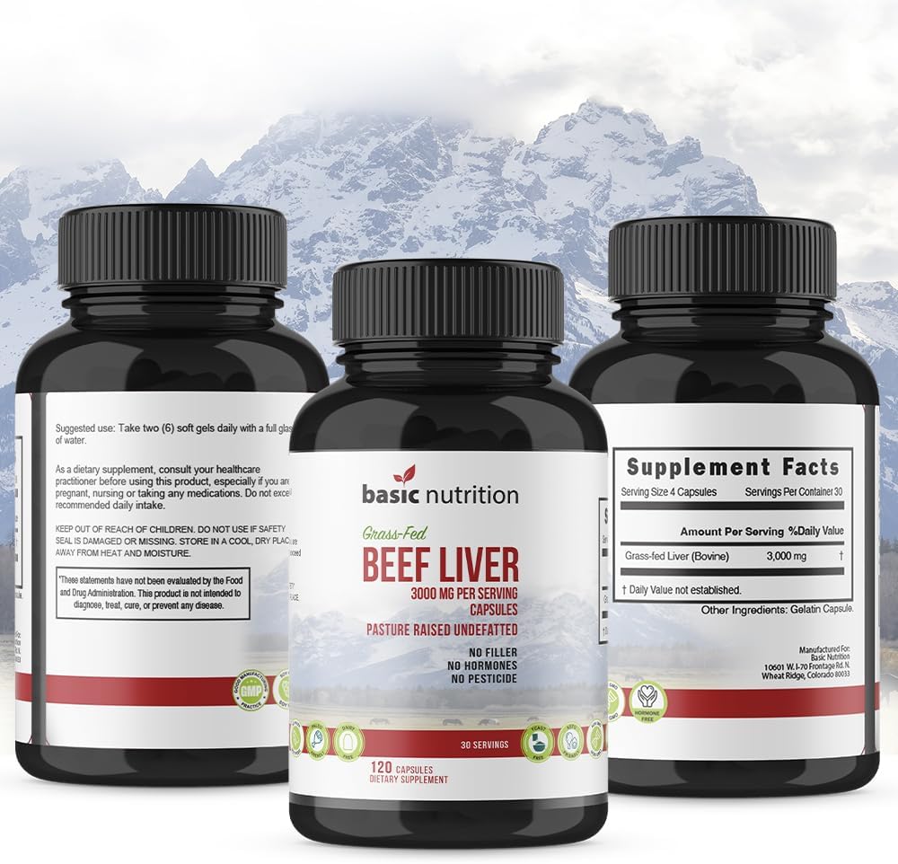 Grass-Fed Beef Liver Superfood, Pasture-Raised and Undefatted | 3000mg Capsules