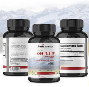 Grass-Fed Beef Tallow Superfood | Pasture-Raised and Vitamin-Rich | 3000mg Softgels