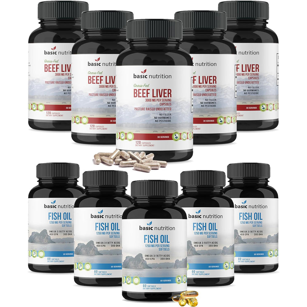 Ancestral Vitamin Bundle | 3000mg Grass-Fed Beef Liver | 1250mg Fish Oil with Omega-3s, 450mg EPA, 300mg DHA