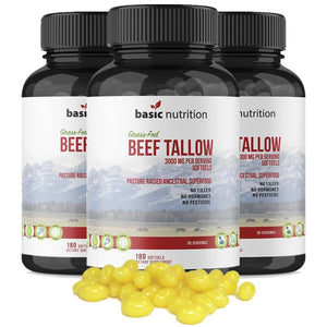 Grass-Fed Beef Tallow Superfood | Pasture-Raised and Vitamin-Rich | 3000mg Softgels