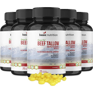 Grass-Fed Beef Tallow Superfood | Pasture-Raised and Vitamin-Rich | 3000mg Softgels