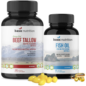 Ancestral Essentials Bundle | 3000mg Pasture Raised Beef Tallow | 1250mg Fish Oil with Omega-3s, 450 EPA, 300 DHA