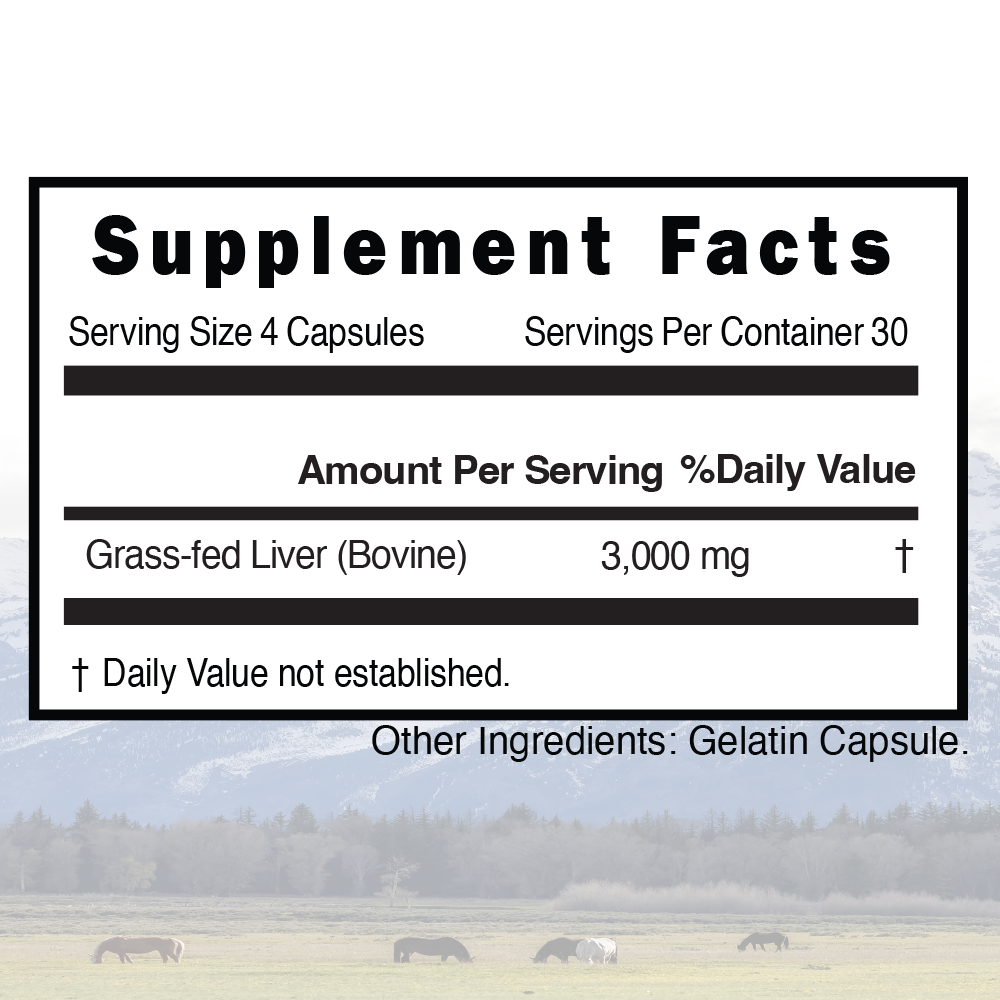 Grass-Fed Beef Liver Superfood, Pasture-Raised and Undefatted | 3000mg Capsules